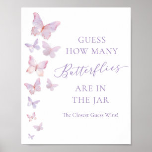 Schmetterling Baby Shower - Errate wie viele Schme Poster