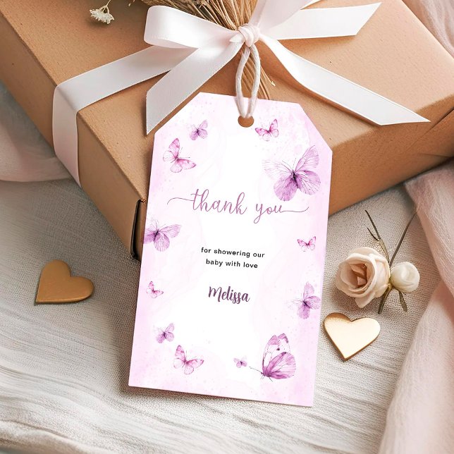 Schmetterling Baby Shower Geschenkanhänger (Von Creator hochgeladen)