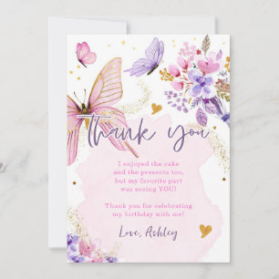 Schmetterling Baby Shower Lila Blumen Danke Karte