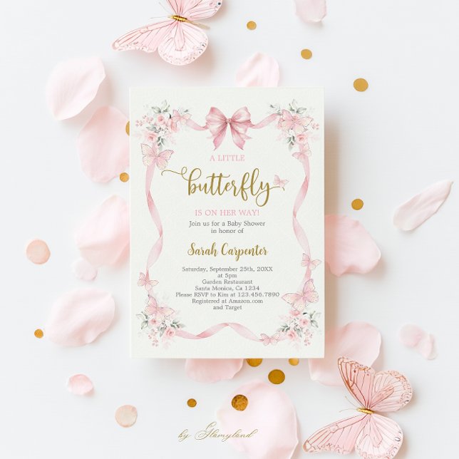 Schmetterling Baby Shower Mädchen Einladung (Von Creator hochgeladen)