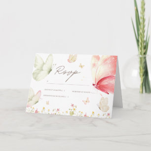 Schmetterling Baby Shower RSVP Karte Mädchen Flora