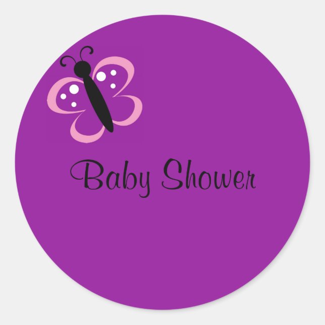 Schmetterling, Babydusche Runder Aufkleber (Vorderseite)