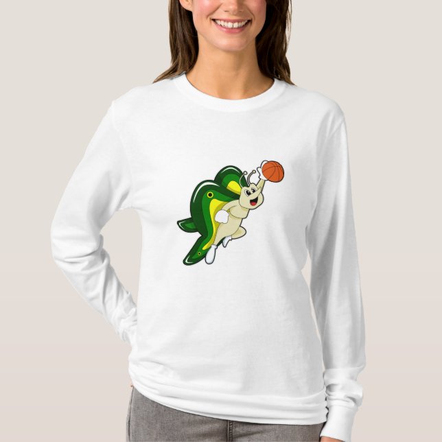 Schmetterling beim Basketball-Sport T-Shirt (Vorderseite)