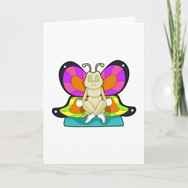 Schmetterling beim Yoga im Schneidersitz Karte (Vorderseite)