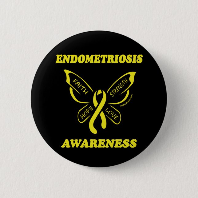Schmetterling/Bewusstsein...Endometriose-Taste Button (Vorderseite)