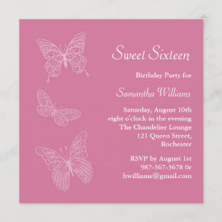 Schmetterling Birthday Invitation (pink) Einladung