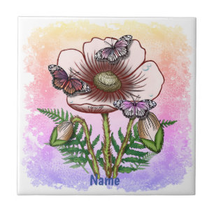 Schmetterling Blasser Mohn Fliese