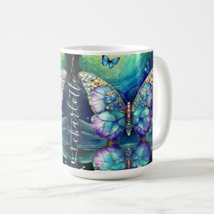 Schmetterling Blau Lila Geschenk für Sie mit eigen Kaffeetasse