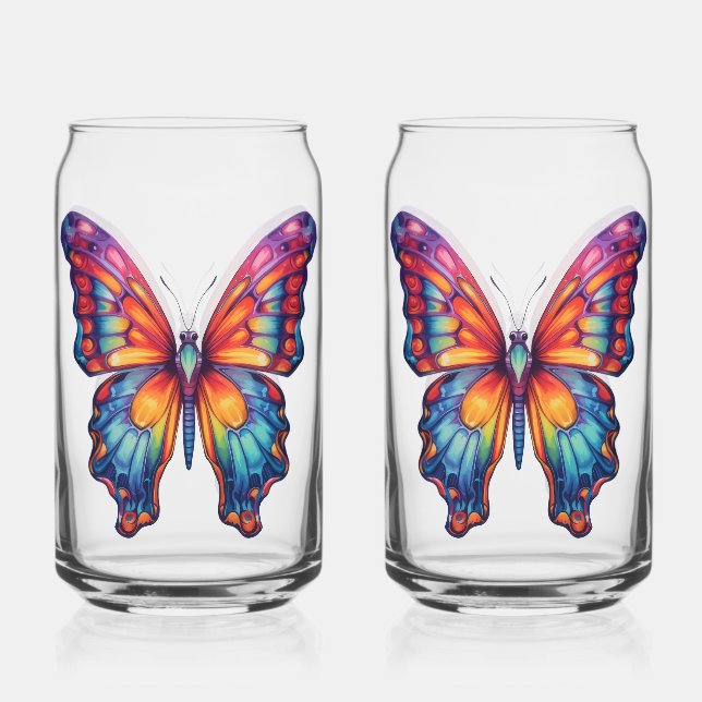 Schmetterling Blau Orange Flügel Dosenglas (Vorderseite)