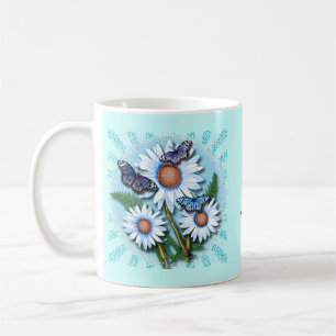 Schmetterling Blaue Gänseblümchen Kaffeetasse