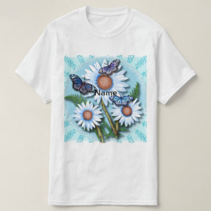 Schmetterling Blaue Gänseblümchen T-Shirt