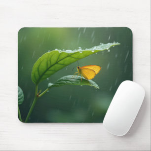 Schmetterling Bleibe trocken unter einem Blatt Mousepad