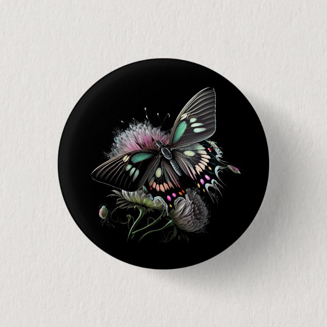 Schmetterling-Blume Button (Vorderseite)