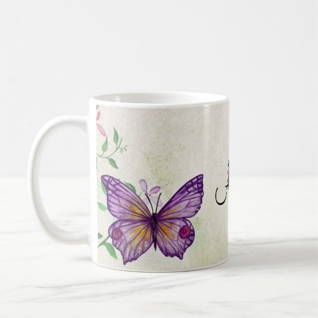 Schmetterling - Blume Kaffeetasse (Links)