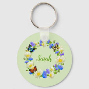 Schmetterling-Blume Personalisierter Schlüsselanhä Schlüsselanhänger