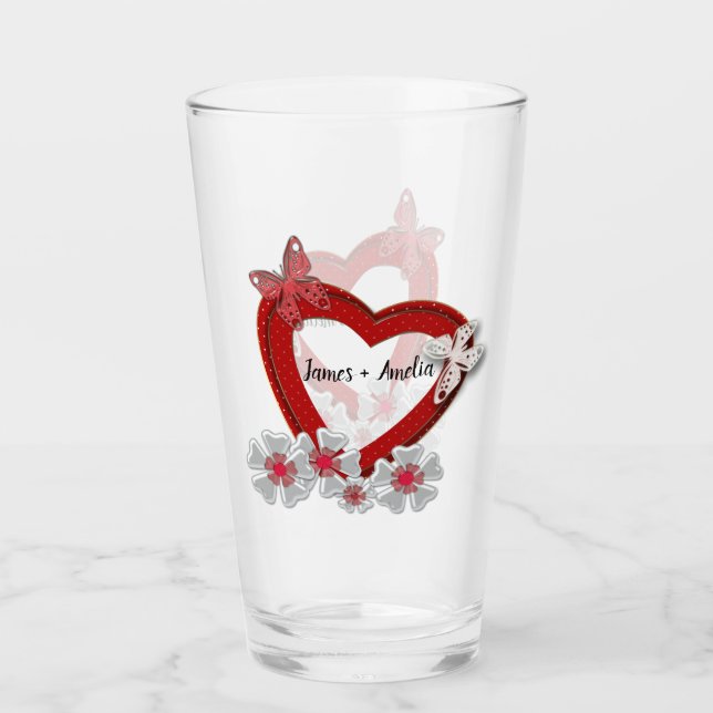 Schmetterling Blume Valentinstag Liebe wir Glas (Vorderseite)