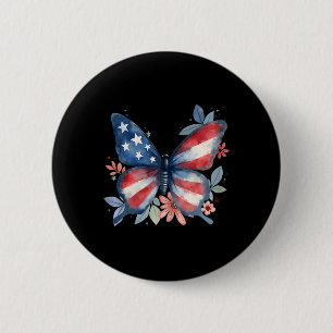 Schmetterling Blumen Amerikanische Flagge Usa 4. J Button