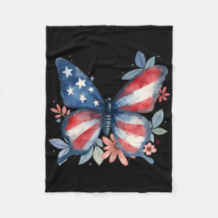 Schmetterling Blumen Amerikanische Flagge Usa 4. J Fleecedecke