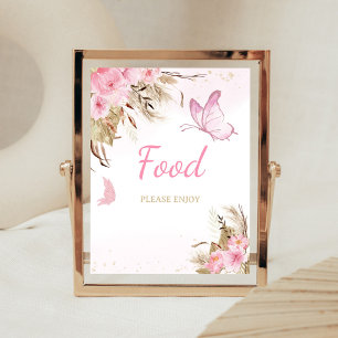 Schmetterling Blumen Baby Shower Essen Schild