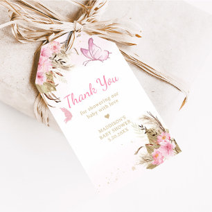 Schmetterling Blumen Baby Shower Favor Tags Geschenkanhänger