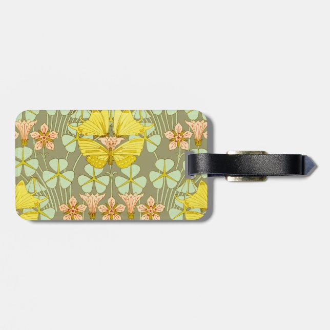 Schmetterling Blumen Botanisch Bunt Gepäckanhänger (Rückseite horizontal)