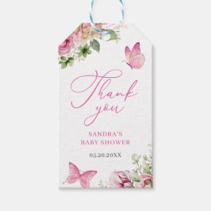 Schmetterling-Blumen-Danke-Baby-Party Geschenkanhänger
