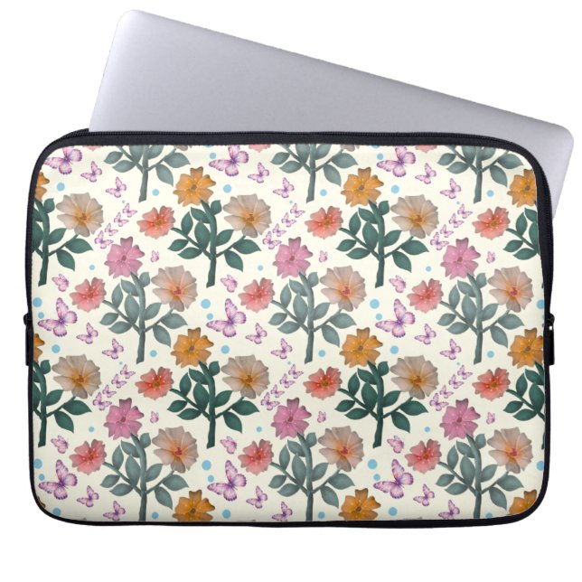 Schmetterling Blumen Garten Muster   Laptopschutzhülle (Vorderseite)