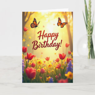 Schmetterling Blumen Geburtstagskarte Karte