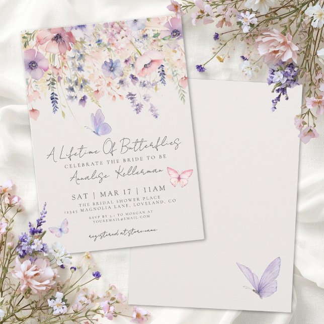 Schmetterling Blumen Hochzeitsshower Einladung (Butterfly Floral Bridal Shower Invitation)