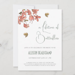 Schmetterling Blumen QR Code Brautparty  Einladung