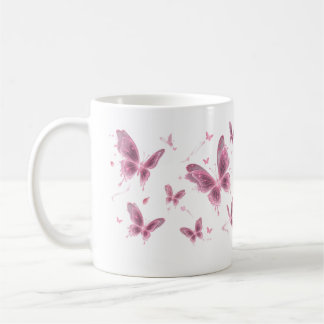 Schmetterling-Blumen-Tasse in Rosa Kaffeetasse