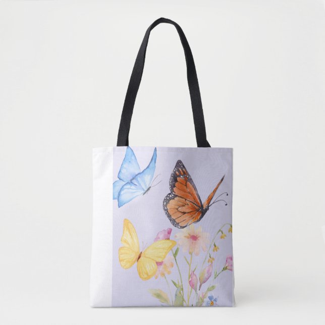 Schmetterling & Blumenbeete Tasche (Vorderseite)