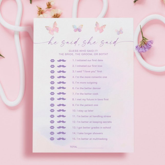 Schmetterling-Brautparty, sagte er, sie sagte Game Einladung (Von Creator hochgeladen)