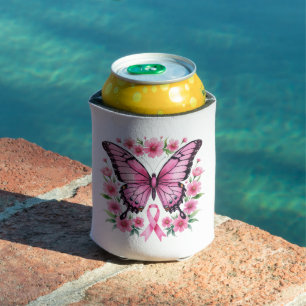 Schmetterling Brustkrebs-Bewusstsein Pink Ribbon  Dosenkühler