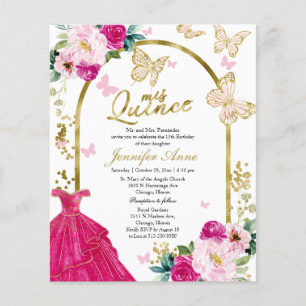 Schmetterling Budget Quince Einladungen Hot Pink K