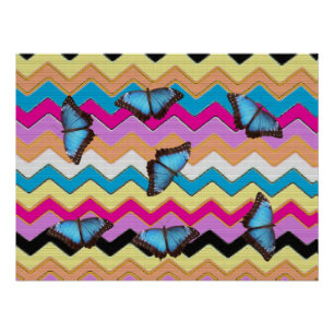 Schmetterling Chevron Muster Büro Frieden Schicksa Poster