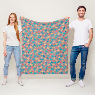 Schmetterling cool Muster beige rosa türkis grau Fleecedecke