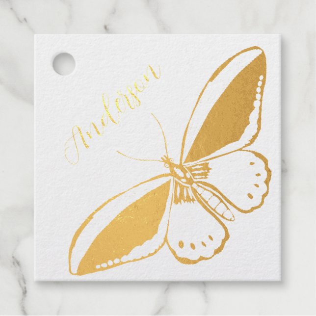 Schmetterling Danke Stempel Tinte Geschenkanhänger (Vorderseite)