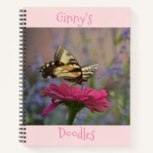 Schmetterling Deep Pink Zinnia Notizbuch