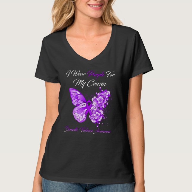Schmetterling, den ich für meinen Cousin Lila trag T-Shirt (Vorderseite)