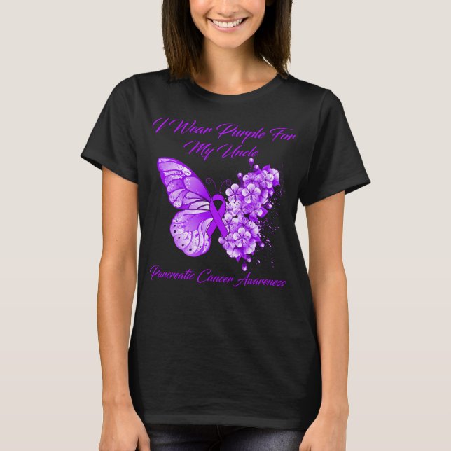 Schmetterling, den ich für meinen Onkel Lila trage T-Shirt (Vorderseite)