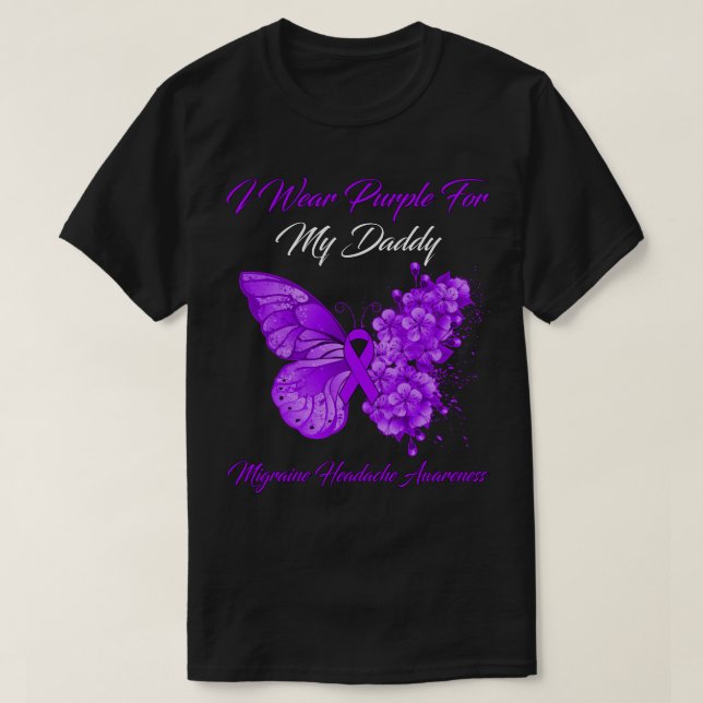Schmetterling, den ich Lila für meinen Daddy Migrä T-Shirt (Design vorne)