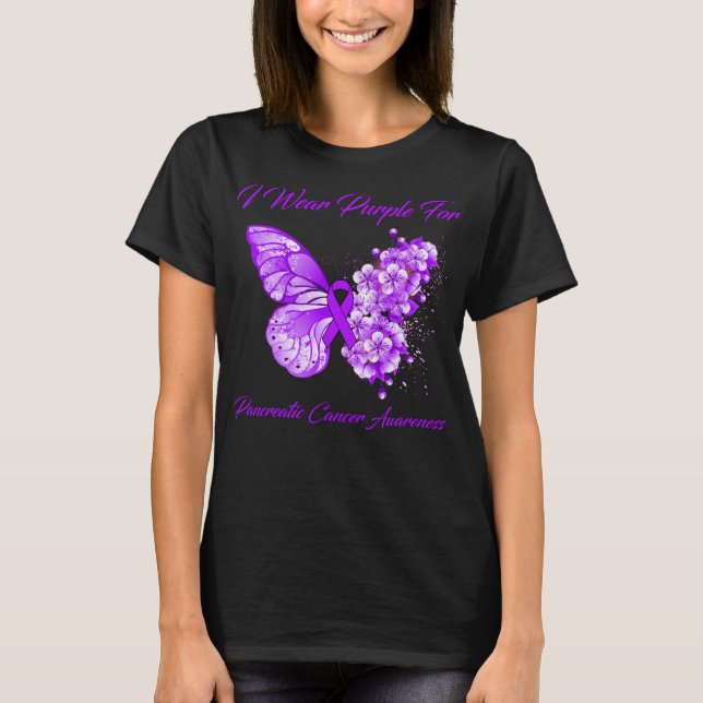 Schmetterling, den ich Lila für Pankreaskrebs im K T-Shirt (Vorderseite)