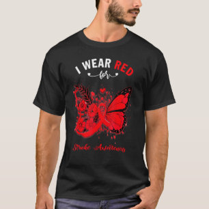 Schmetterling, den ich rot trage für das Schlaganf T-Shirt