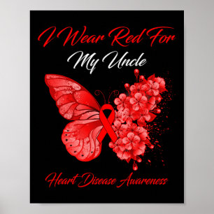 Schmetterling, den ich rot trage für die Herzkrank Poster