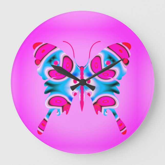 Schmetterling, der Bote des Frühlings. Große Wanduhr (Vorderseite)