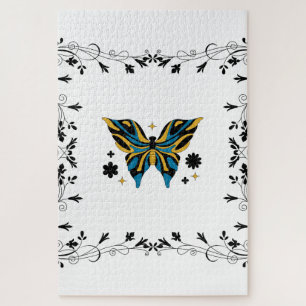 Schmetterling der Dämmerung – Florale Kontrast Har Puzzle