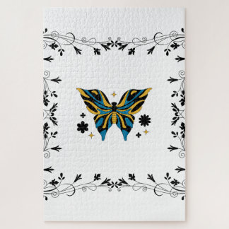 Schmetterling der Dämmerung – Florale Kontrast Har Puzzle