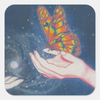 Schmetterling der Freundschaft Quadratischer Aufkleber