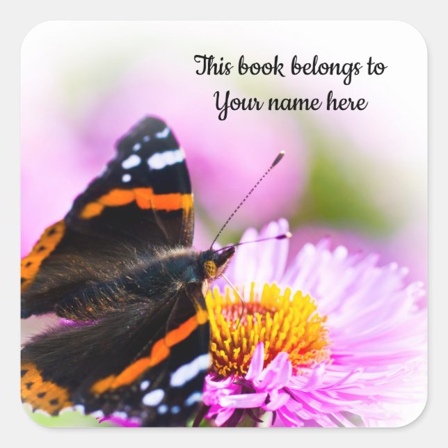 Schmetterling "Dieses Buch gehört" Aufkleber (Vorderseite)